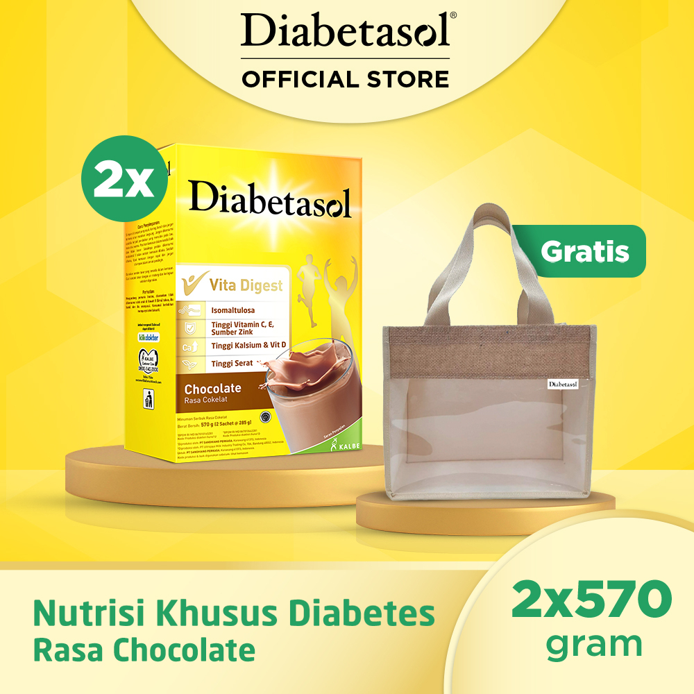 

Buy 2 Diabetasol Chocolate 570g Free Tote Bag