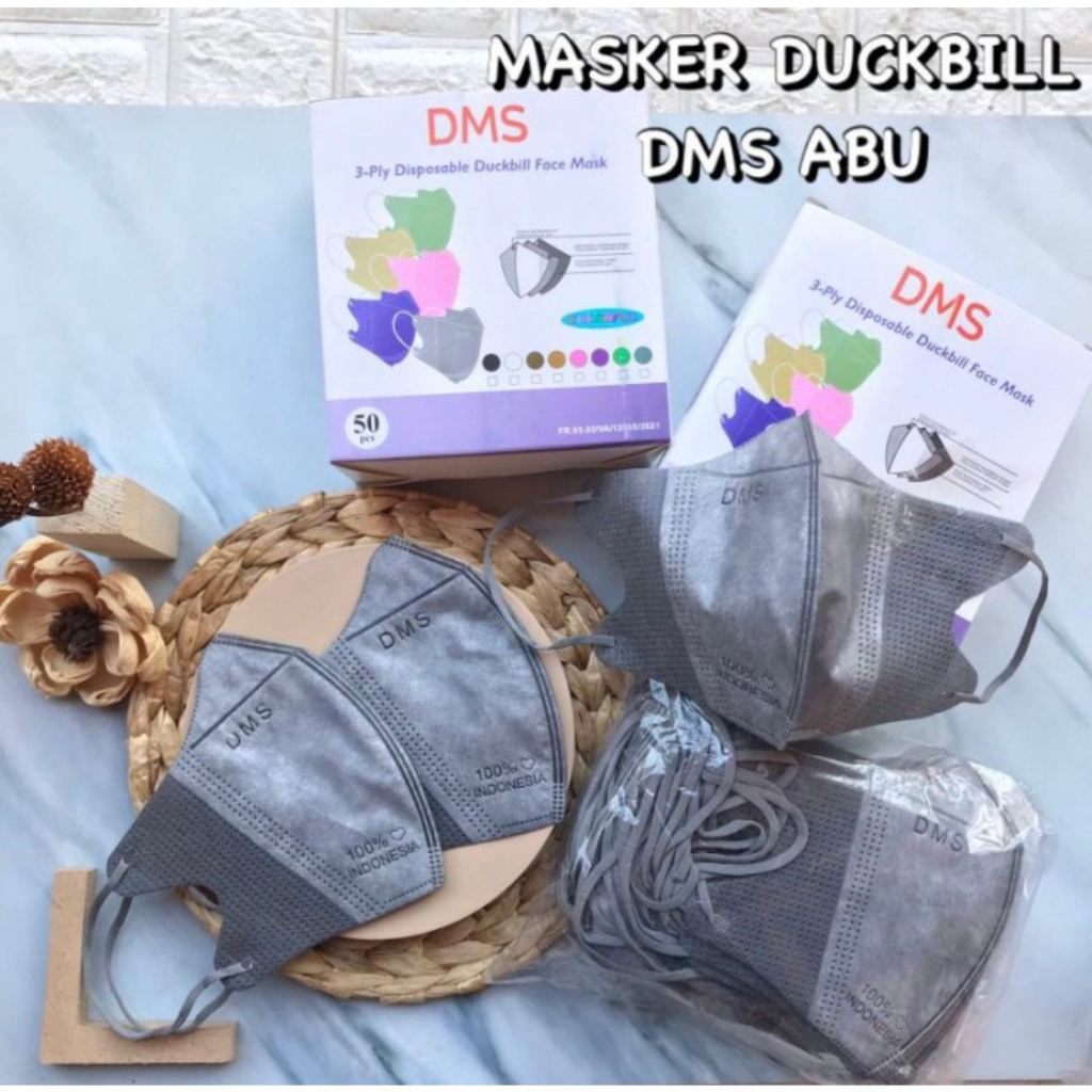 Masker Duckbill Abu DMS isi 50 / masker duckbill grey DMS/ masker warna Abu abu