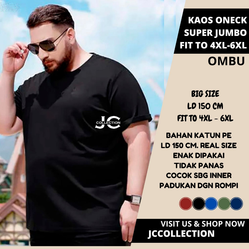 Kaos Tshirt Pria Polos Jumbo Big Size 4XL - 6XL Lengan panjang Cotton - JCCollections