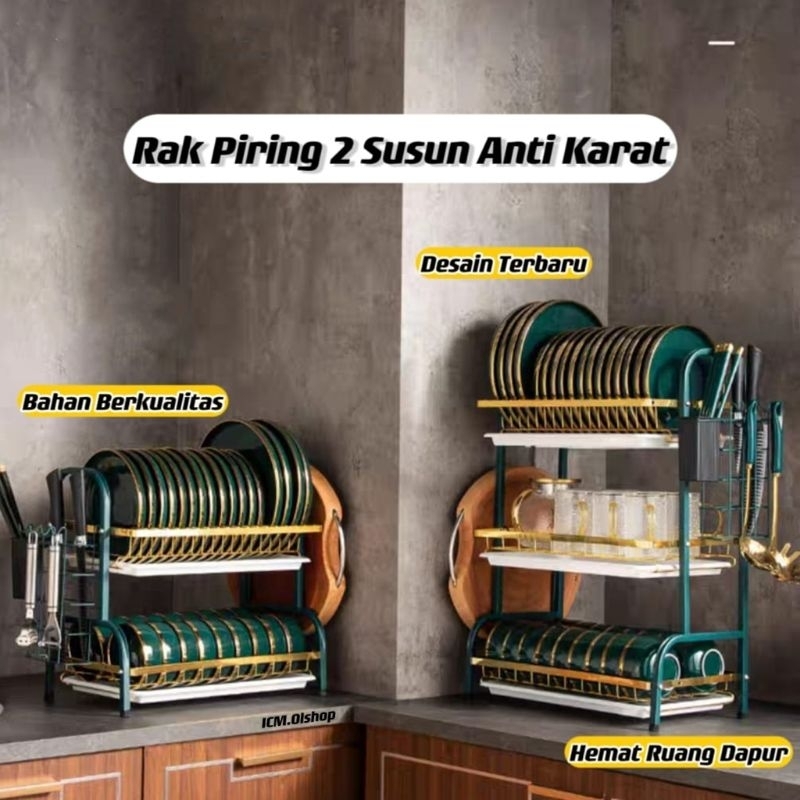 Rak Cuci Piring Wastafel Rak Dapur Anti Karat Rak Piring Dengan Aksesoris⭐ ICM ⭐