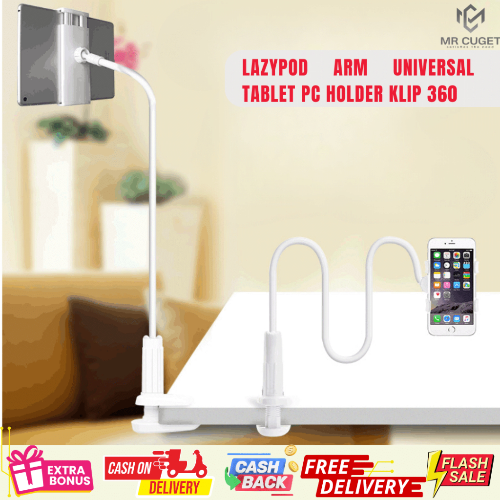 Penjepit Ponsel Hp smartphone tablet pc Serbaguna untuk Meja, Tempat Tidur, dan Mobil Mudah Dilepas 