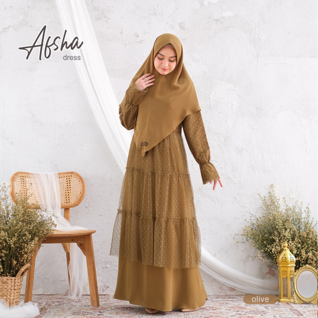 AFSHA Gamis Pesta Mewah Brukat Remaja Premium Busui Terbaik by RiskiRich