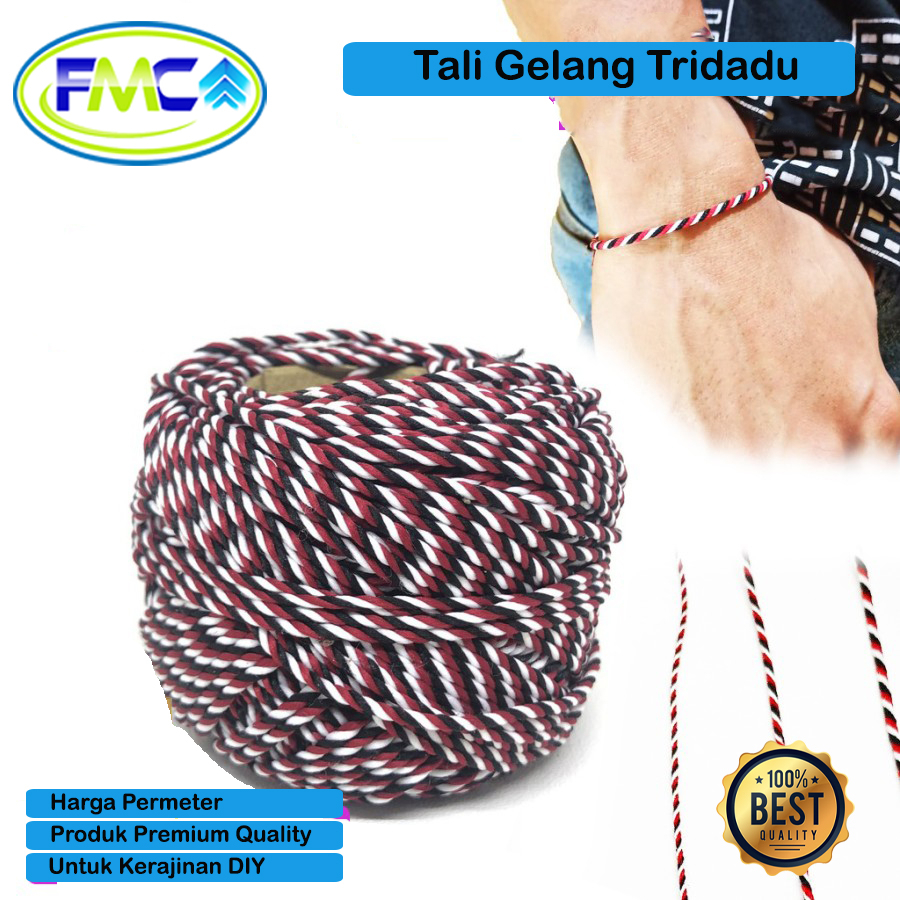 Bahan Tali Gelang Tridatu 1mm 1.5mm 2mm Benang Polyester Kerajinan DIY Gelang Cowok Cewek Asli Import