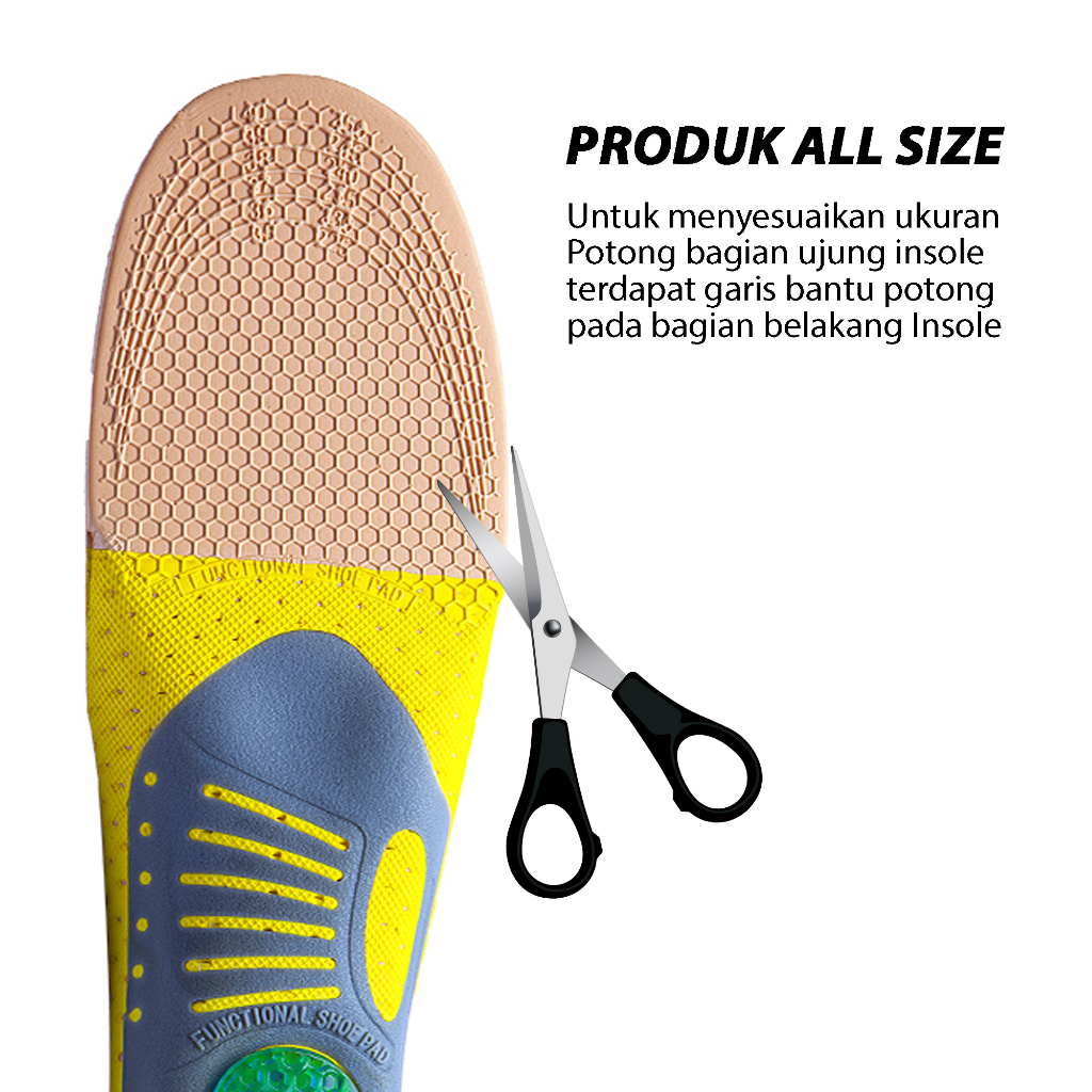 Insole Alas Dalam Sepatu Shock Absorb Gel Orthotic Arch Insole Sepatu Olahraga