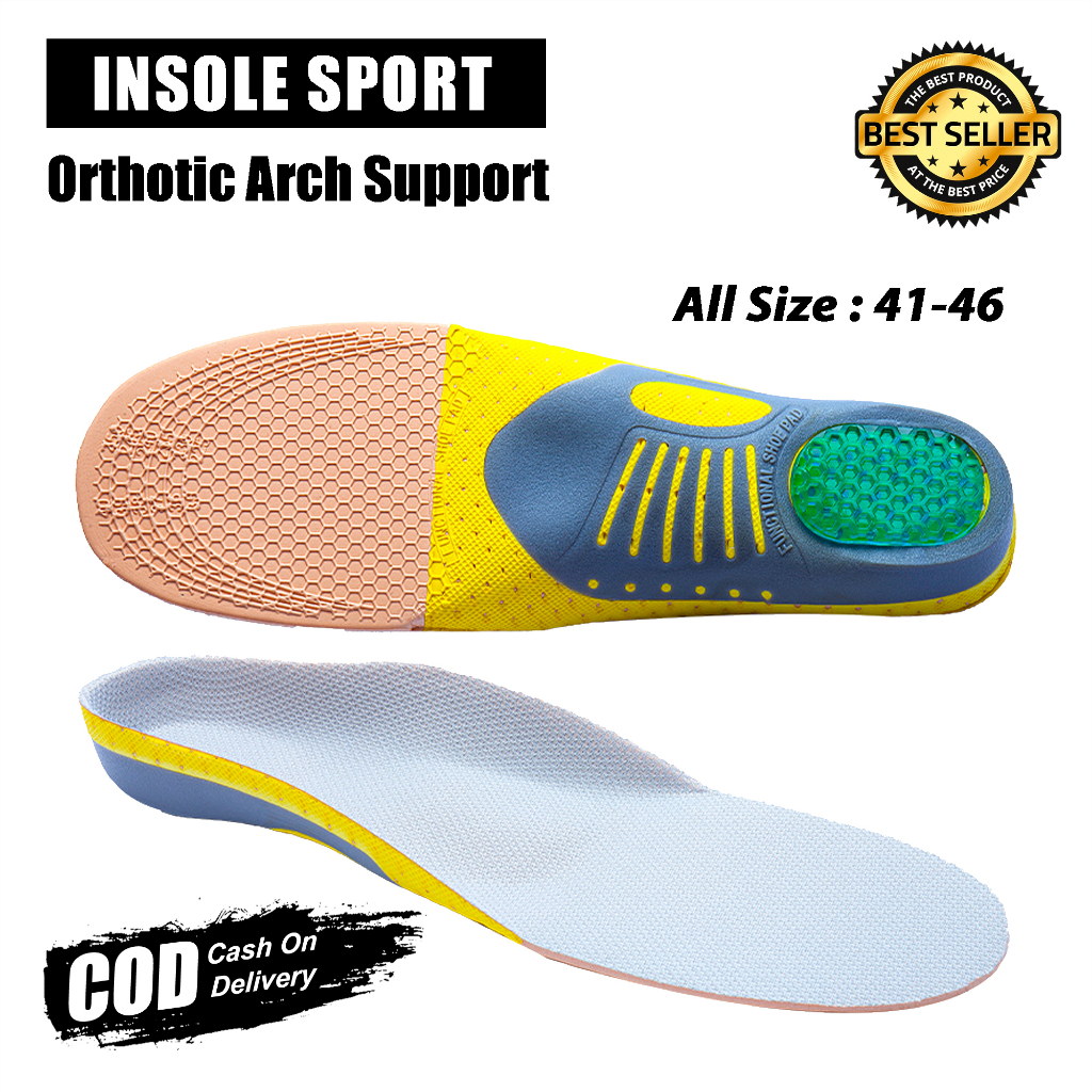 Insole Alas Dalam Sepatu Shock Absorb Gel Orthotic Arch Insole Sepatu Olahraga