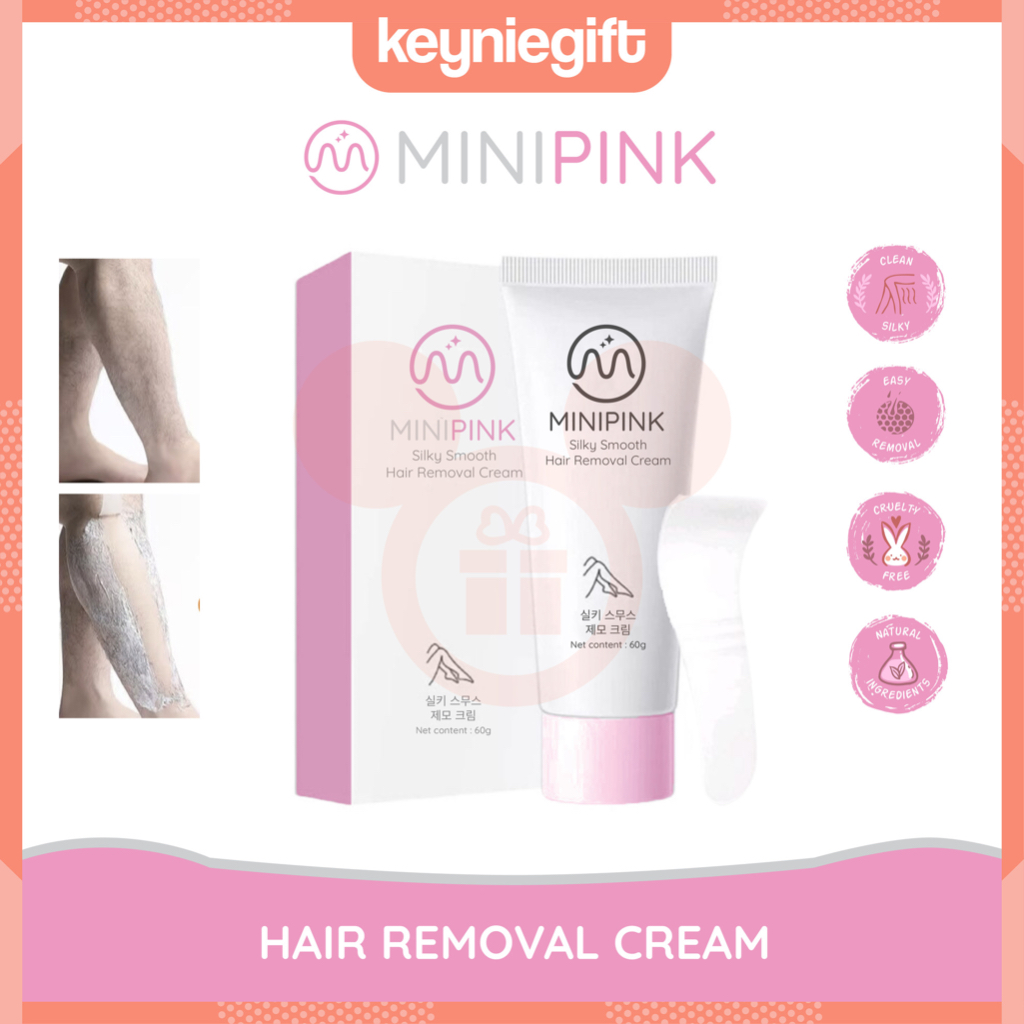 Minipink Hair Removal Cream Perontok Penghilang Bulu Rambut Free Spatula Senana MP019