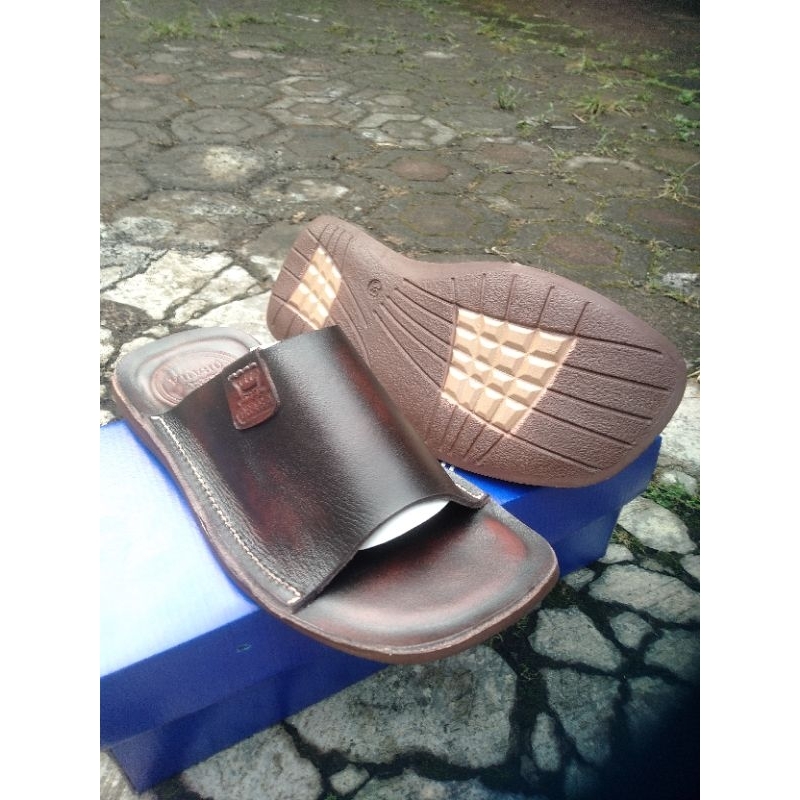 Sandal kulit pria dewasa laki cowo original kekinian casual tready keren 100 % asli branded hitam coklat Tan 38-39-40-41-42-43