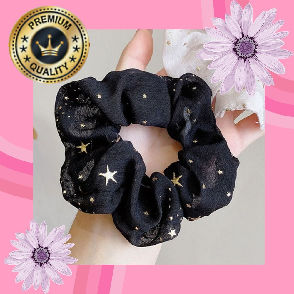 Ikat Rambut Scrunchie Hairband Model Korea Style Motif Bintang