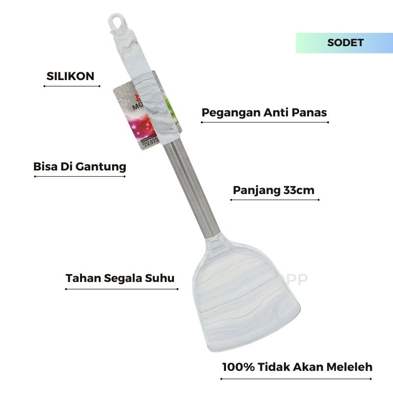 Spatula / Sutil / Centong Gagang SILIKON MARBEL 100% ANTI PANAS Foodgrade