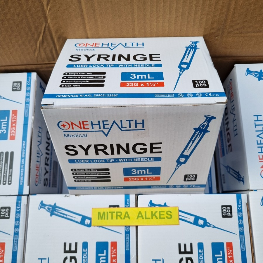 Syringe 3cc OneHealth.  Spuit 3 cc 3ml One Health.  3 ml OneHealt - OH