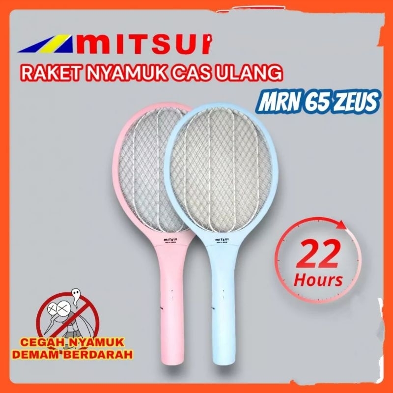 Raket Nyamuk Mitsui MRN 65 Zeus/Raket setrum nyamuk  banyak warna bisa di charge cas/Raket pembasmi 