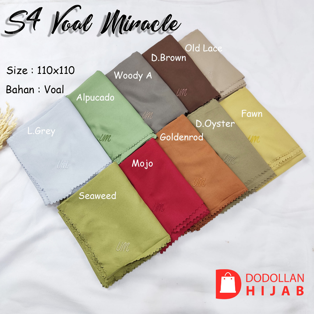Jilbab Kerudung Segiempat Voal Miracle Plain Umama Seri warna Grosir hijab Voal Lasercut Umama