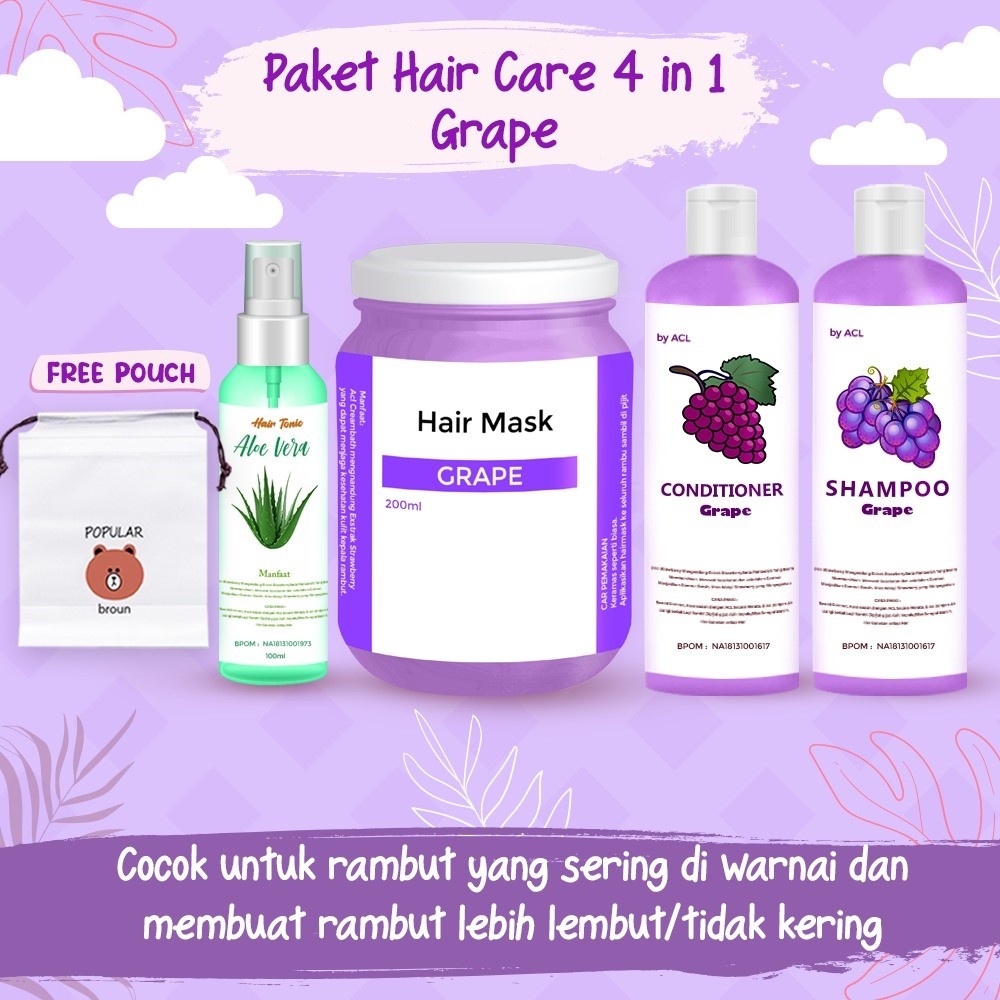 [BPOM] PAKET HAIR CARE 4IN1 / PAKET HEMAT HAIR CARE / HAMPERS HAIR MASK FREE POUCH / HAMPERS HAIR CARE ISI 4 PCS