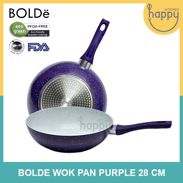 BOLDe Super Pan Wok Purple 28 CM / Panci Wajan Granit Anti Lengket