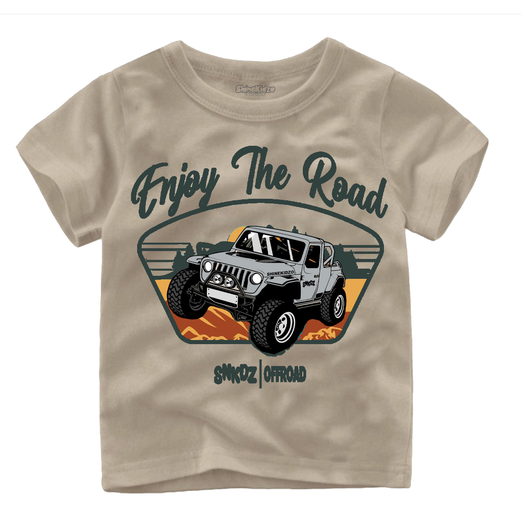 Baju Kaos Distro Anak Mobil Jungle // Warna Cream