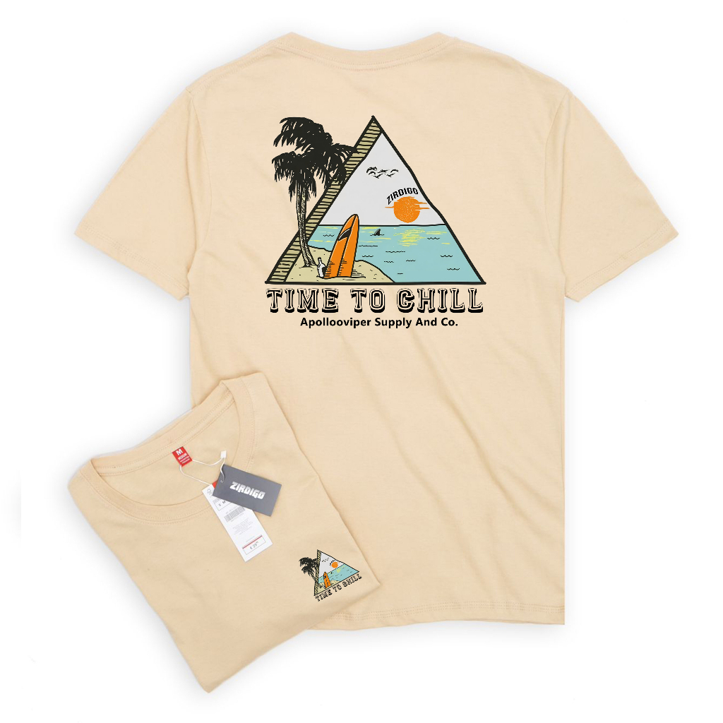 Zirdigo Kaos Distro Time to chill debe Lengan Pendek Print Quality Baju Pria-2