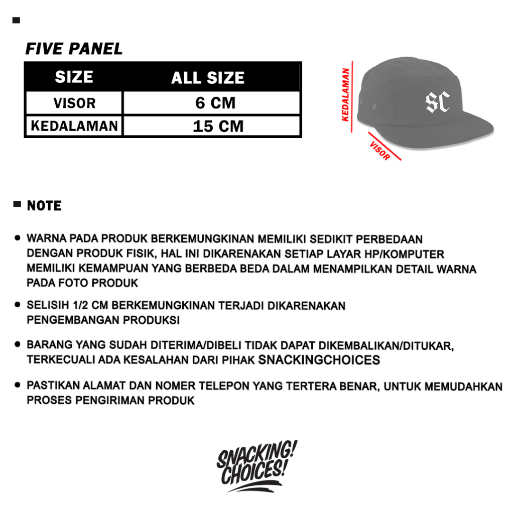 Five Panel - Snackingchoices Black