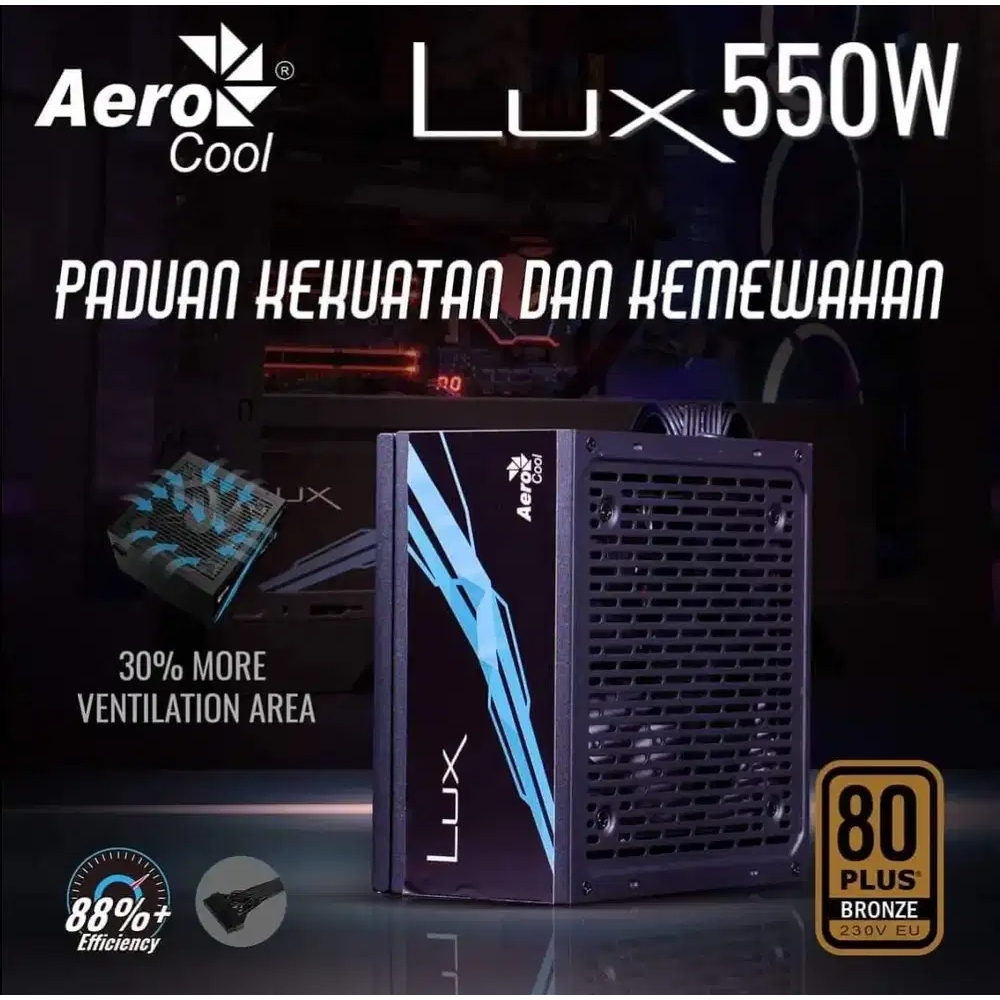 POWER SUPPLY AEROCOOL LUX 550W, PSU 550W 80+ BRONZE 550WATT