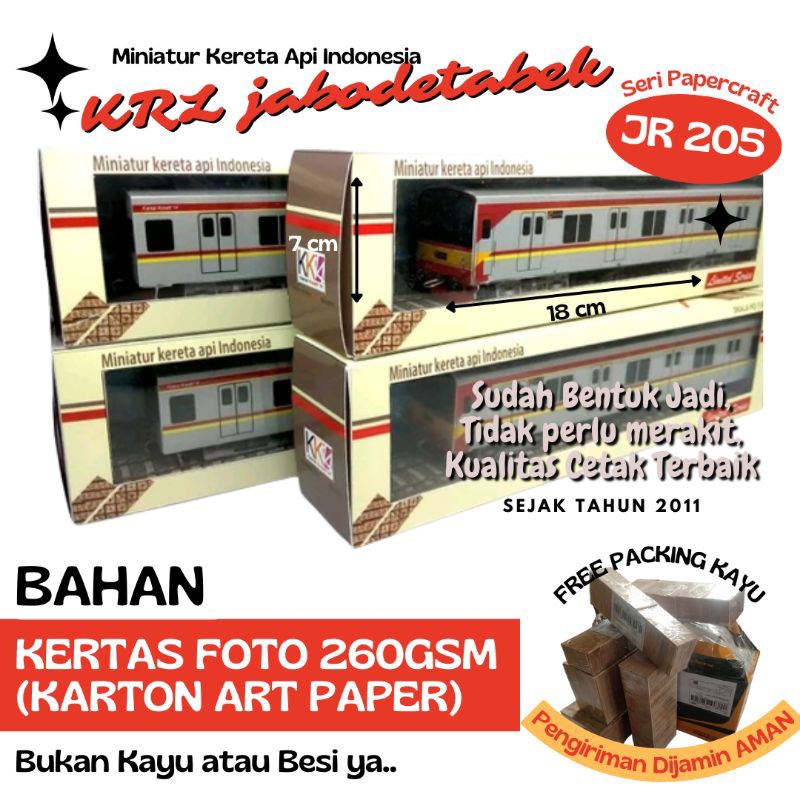 miniatur kereta api indonesia - KRL JABODETABEK JR 205 1 SET ISI 4