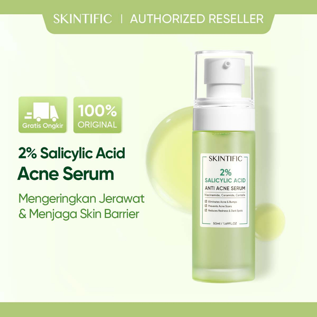[BPOM] [100% Ori] [BIG SIZE] SKINTIFIC 2% Salicylic Acid Anti Acne Serum 50ml Serum Jerawat Melembabkan wajah Facial Serum Acne Spot Serum Wajah