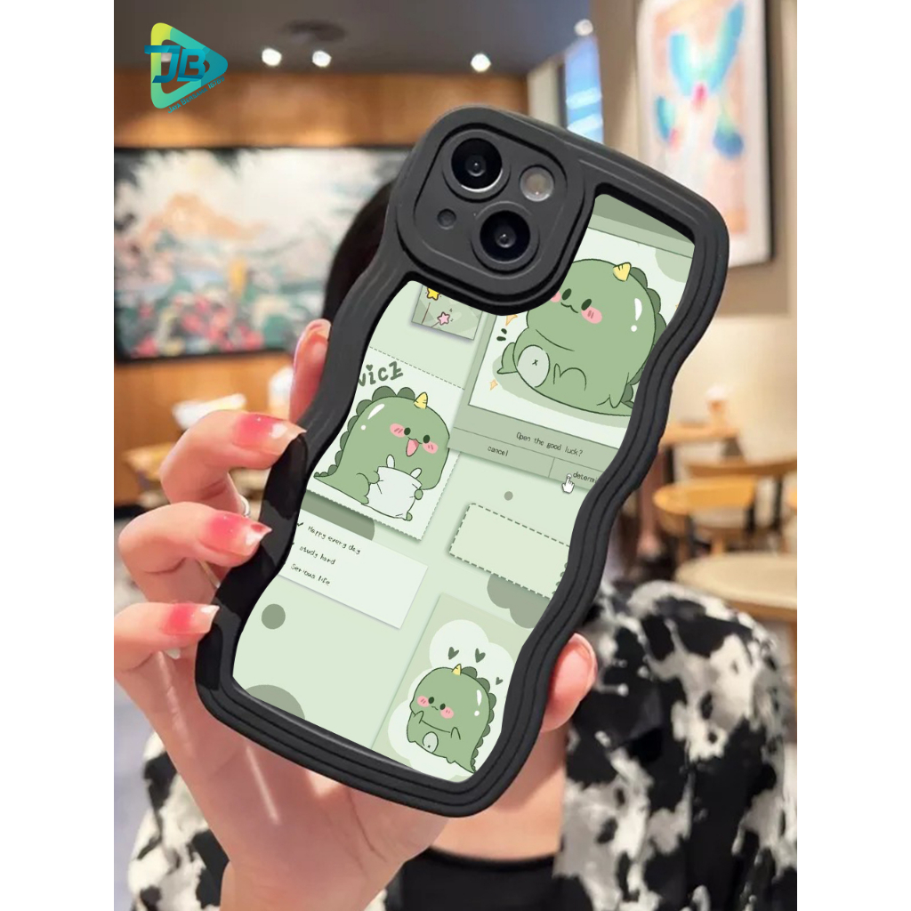 CUSTOM SOFTCASE SILIKON GELOMBANG WAVY CUSTOM DINO FOR IPHONE 6 6+ 7 8 SE 2020 7+ 8+ X XS XR XS MAX 11 12 13 14 PRO MAX 14 MAX JB8919