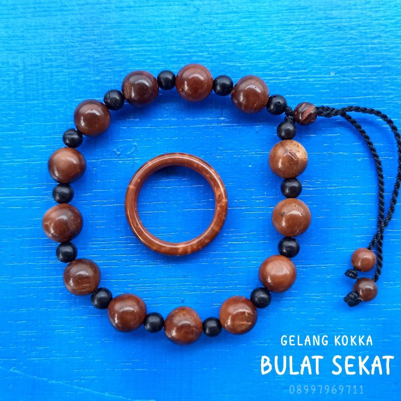 Gelang Kayu kaukah (BULAT SEKAT) Free cincin koka kokka kaokah kokah