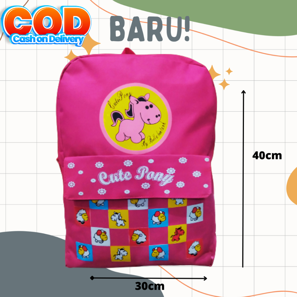 Tas Anak Sekolah Perempuan Laki-laki SD TK murah Tas Sekolah Karakter Kartun kuda pony unicorn / Ransel anak sekolah tas gendong