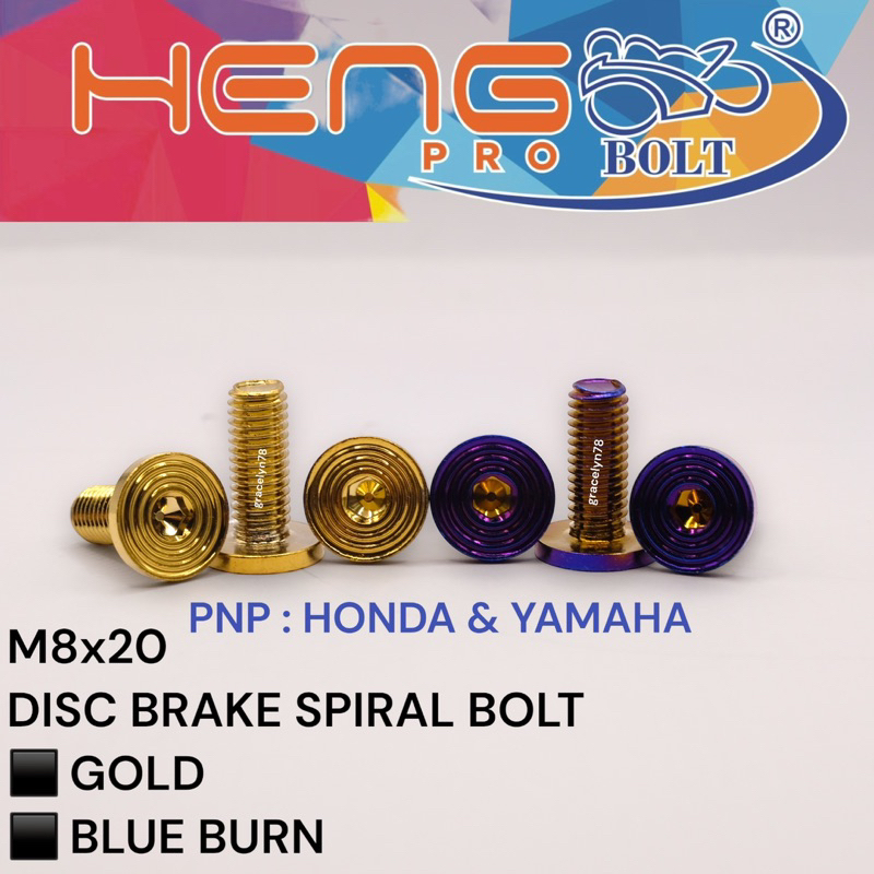 baut probolt piringan SPIRAL ULIR GOLD BLUE stenlies anti karat baut disc HENG original thailand stenlies plate