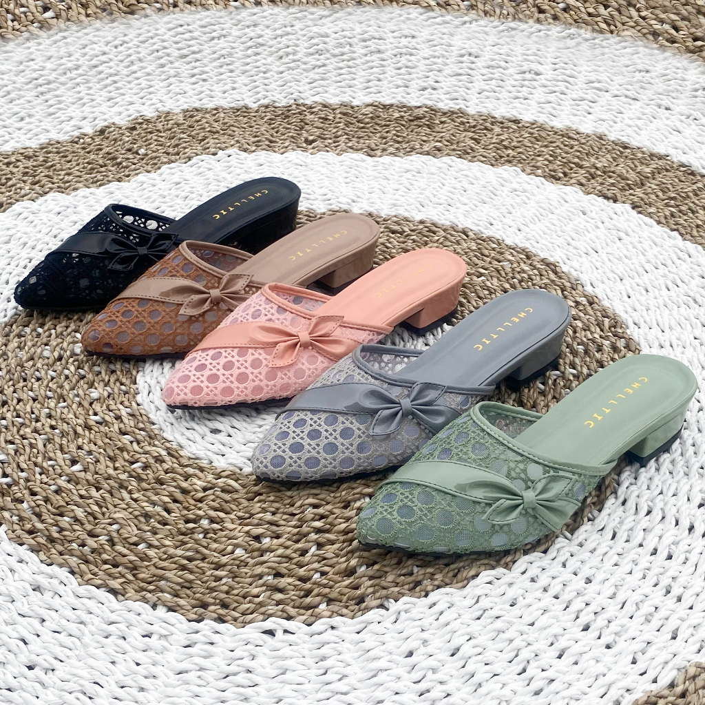 Sandal Selop Wanita Heels Hak Tahu Mules 3 Cm Sepatu Pesta  Terbaru Ukuran 36 37 38 39 40