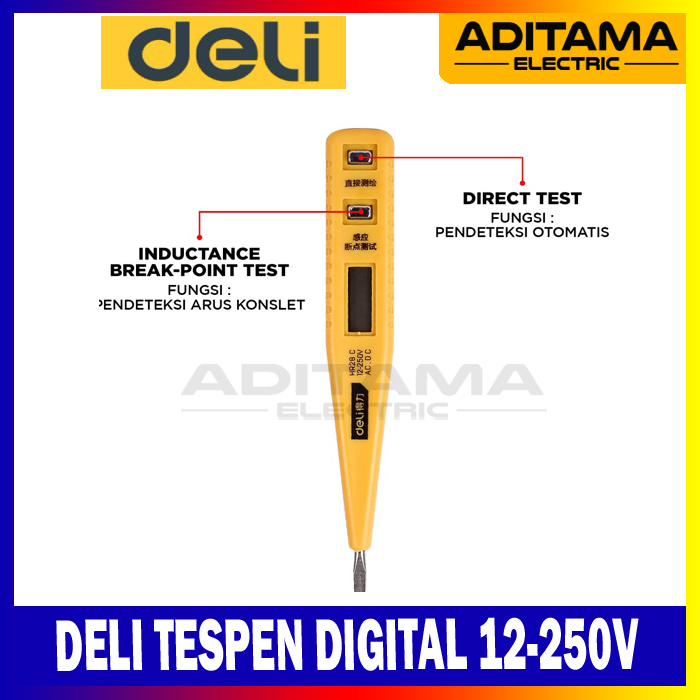 Deli Digital Test Pen 12-250V / Tespen Digital 12-250 VAC DELI