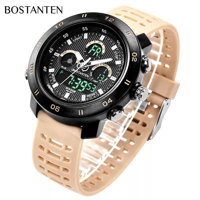 Bostanten Jam Tangan Pria Dual Time Tahan Air