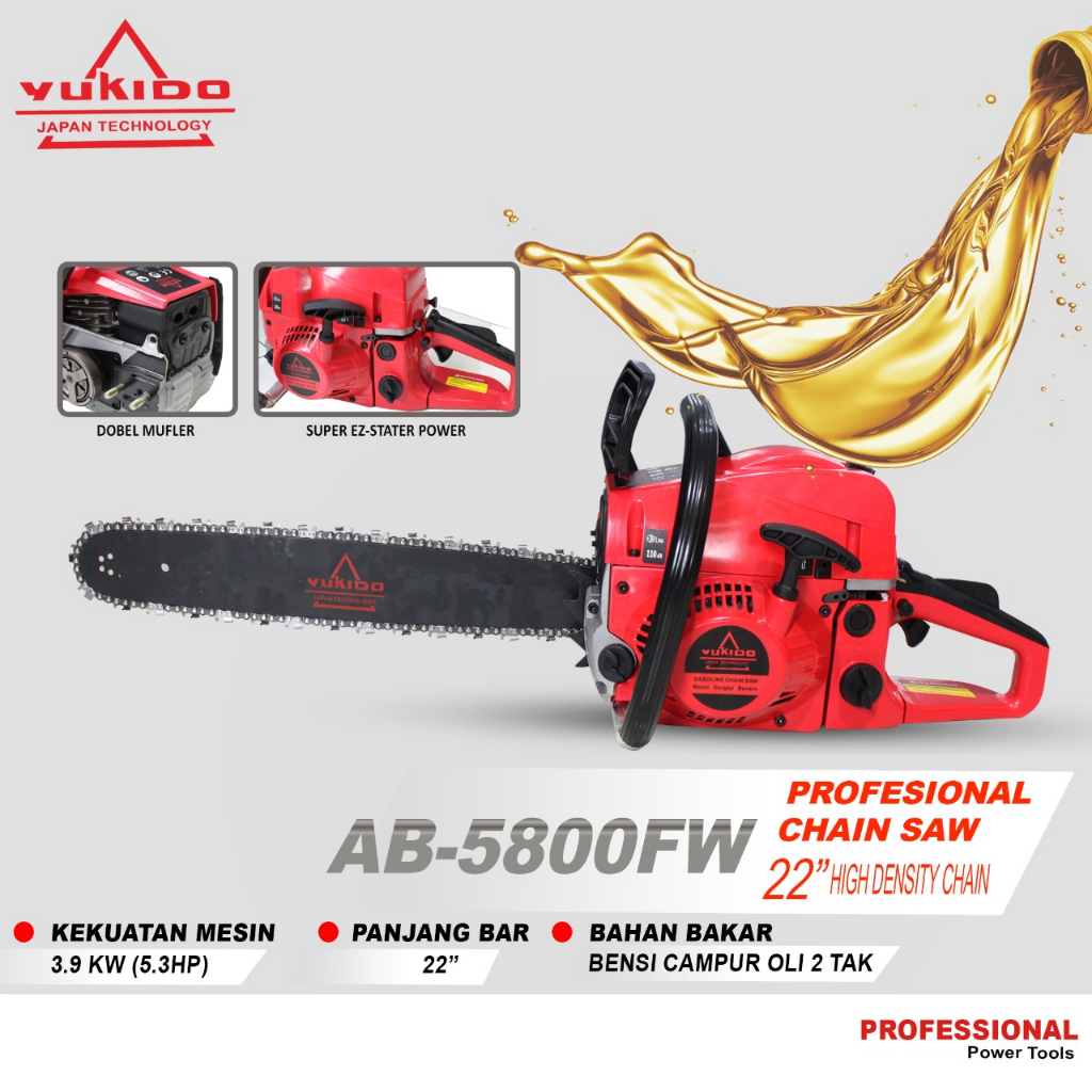 promo mesin gergaji pohon kayu senso YUKIDO 2tak 4tak 22inch bar canggih Japan chainsaw chain saw