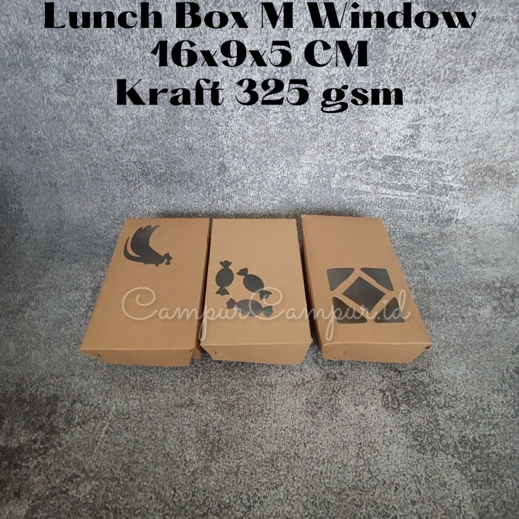 

Lunch Box M Paper Kraft Coklat Window 16x9x5 Packaging makanan kotak nasi