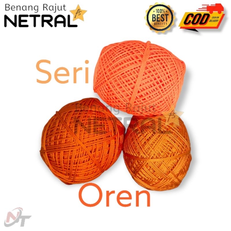 BENANG RAJUT POLYESTER POLYKILAP &amp; POLYDOP SERI WARNA OREN MERK NETRAL