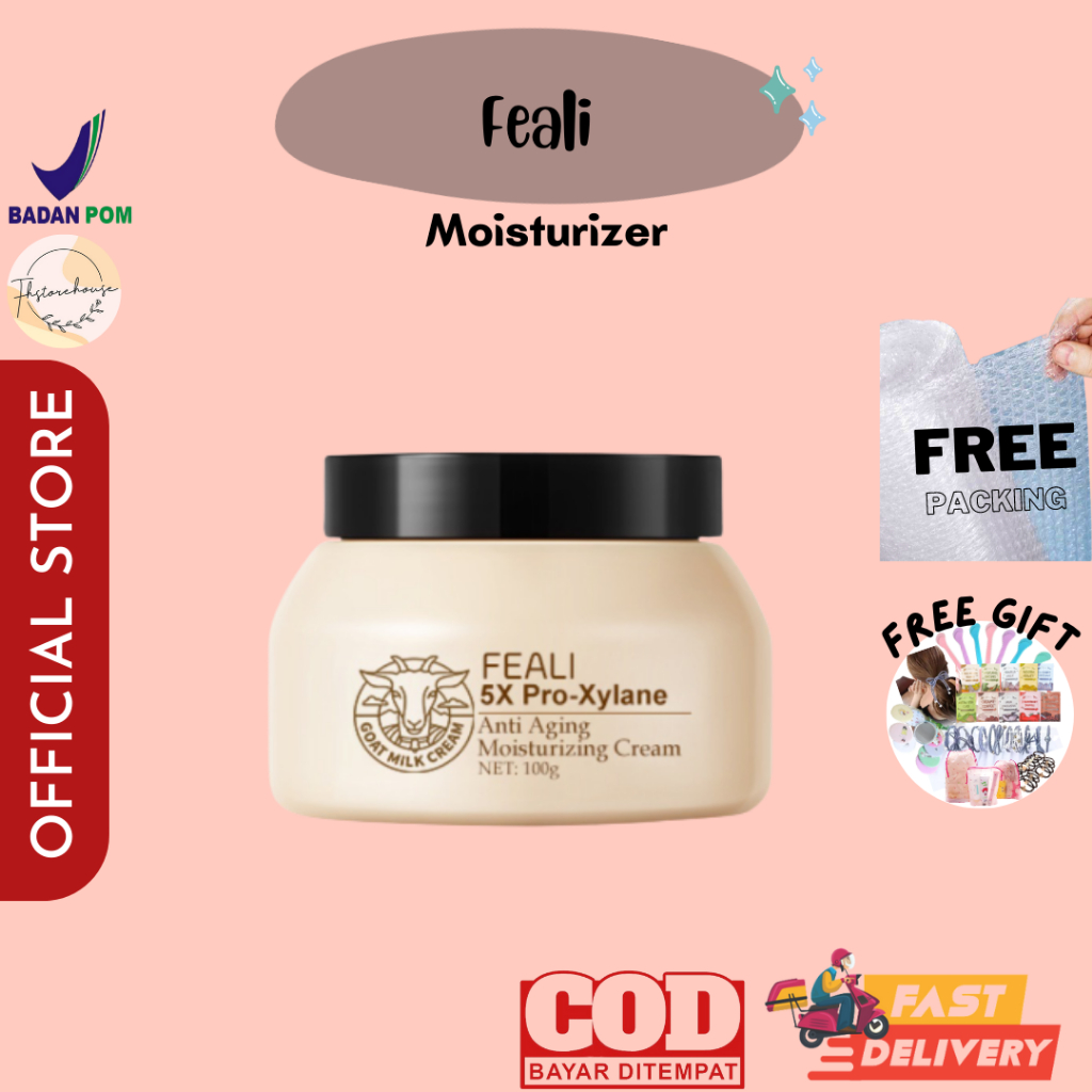 [BPOM] FEALI Moisturizer Cream and Goat Milk Anti-Aging Pelembab Wajah Memperbaiki Skin Barrier 5X Pro-Xylane