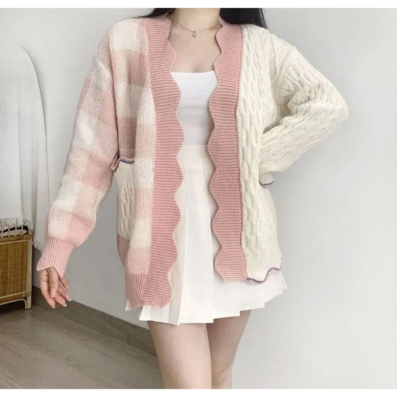 Cardigan Rajut Oversize Wanita/Cewek Korean Style | OOTD Outer Rajut Wanita Hijab &amp; Non Hijab!