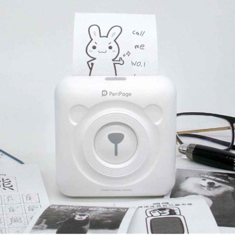 

GOOJPRT PeriPage Inkless Pocket Photo Printer A6 304DPI + 1 Roll Paper - White