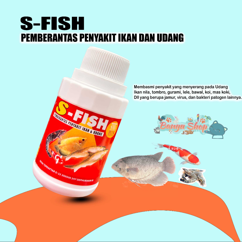 S-FISH isi 100 ml Ampuh Membasmi JAMUR DAN SEMUA PENYAKIT  PADA IKAN-DAN UDANG-UDANG SEHAT S-FISH SOLUSINYA