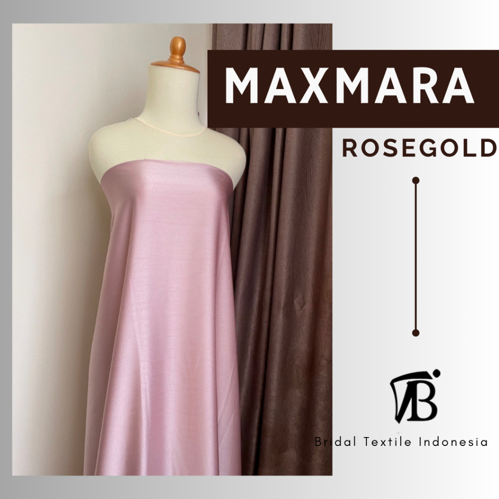 Kain Bahan Furing Satin Maxmara Original Premium Lux Luxury Gaun Kebaya Dress Warna New Rosegold Ros