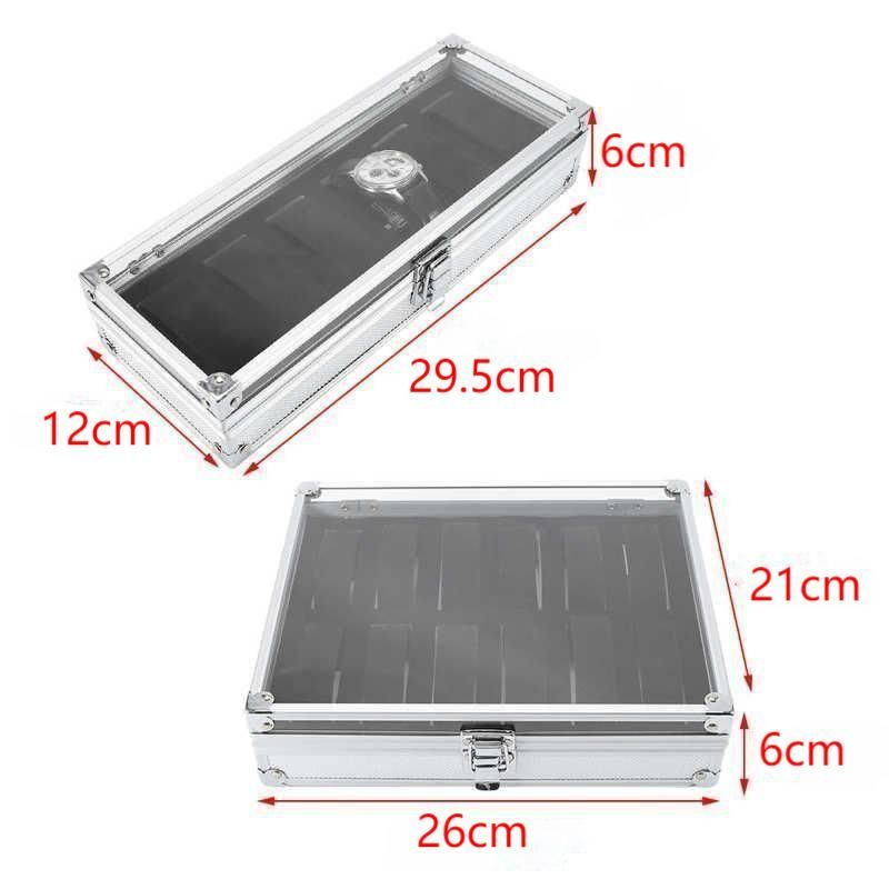 Watch Box Kotak Organizer Jam 6/12 Slot Kotak Tempat Jam Tangan Box Jam Tangan Bahan EVA Aluminum Alloy