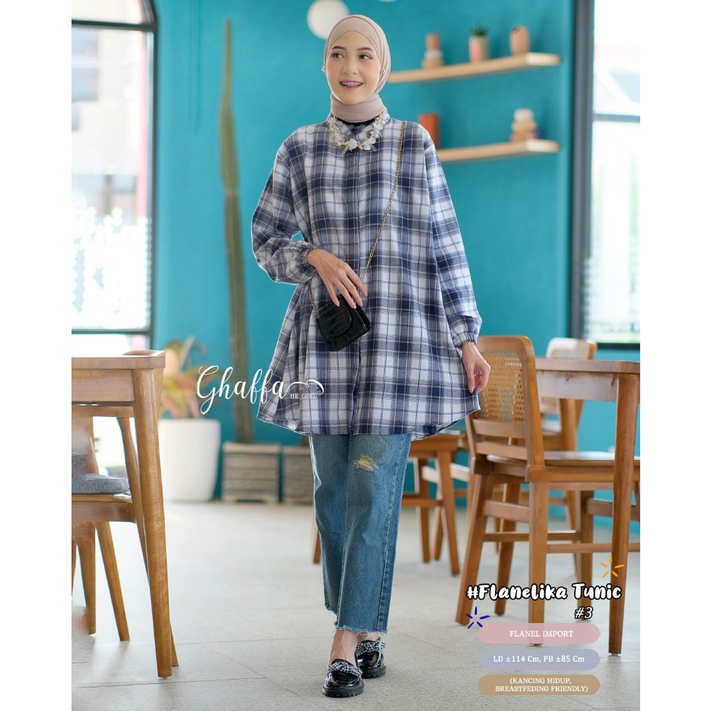 Flanelika Tunik #3 by Ghaffa Ld 114 Allsize Tunik Bahan Flanel Import Busui Friendly