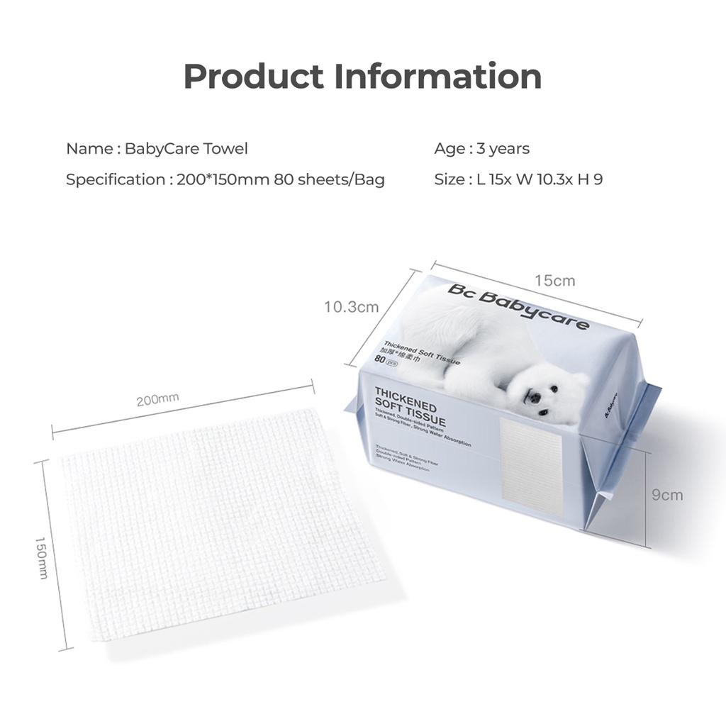 BC Babycare Tisu Kering Bayi Facial Tissue Wipes Hand Mouth