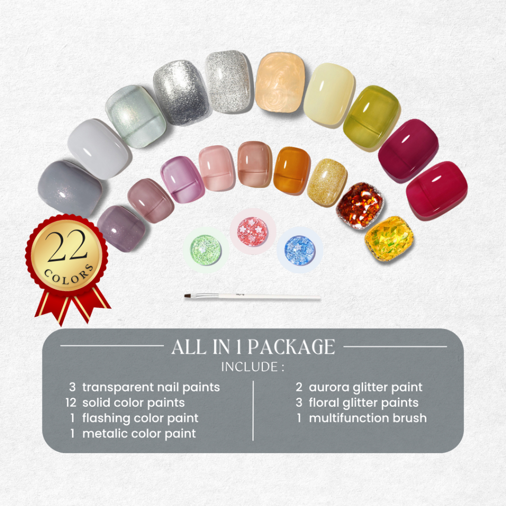 MSY PAKET KUTEK GEL UV MUD PAINTING GEL 22COLOUR FREE KUAS NAIL ART/NAIL GEL POLISH 5ML