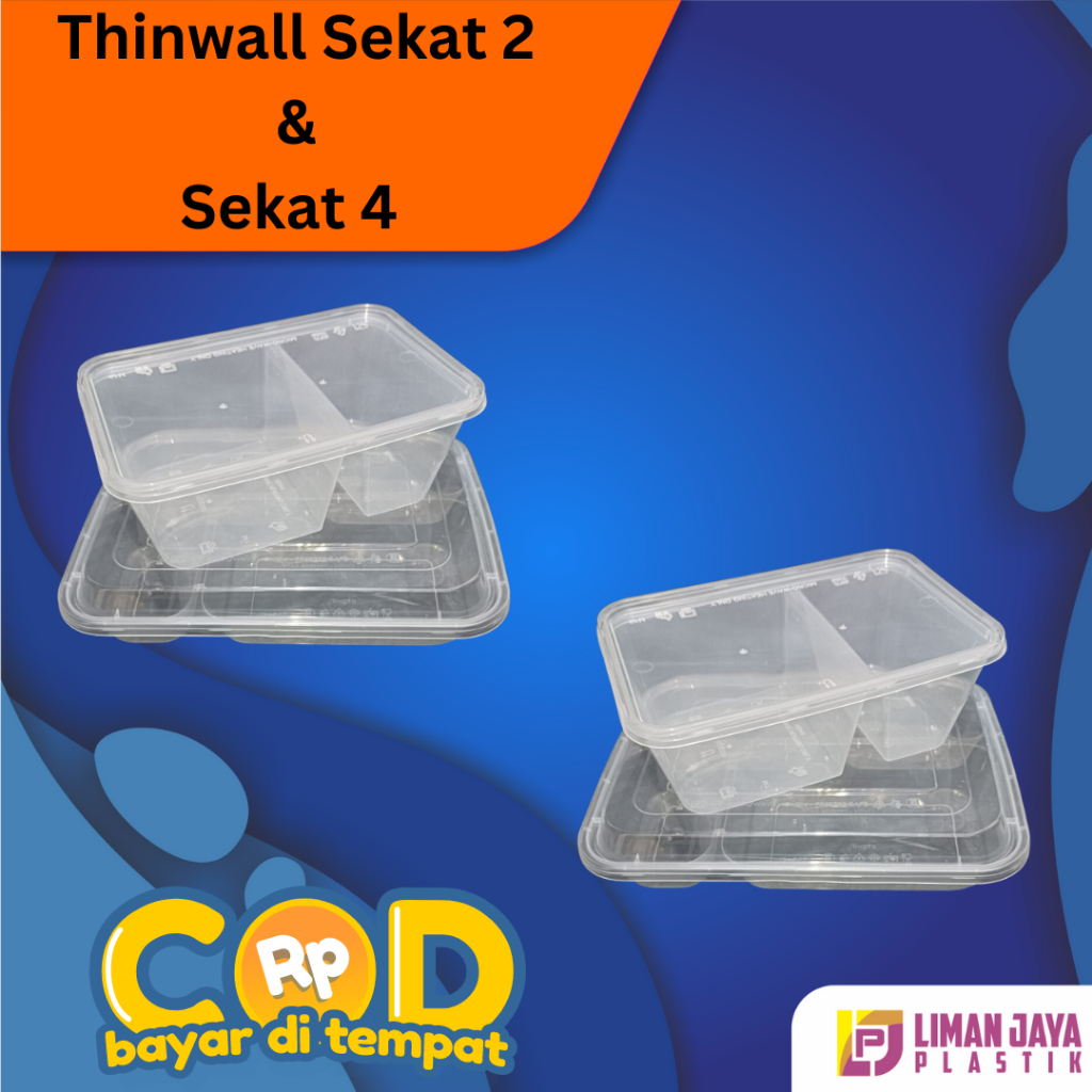 Thinwall (ECER/SATUAN) 4 Sekat 2 Sekat Dome | Thinwall Sekat 2 | Kotak Makan 4 Sekat | Thinwall Bent