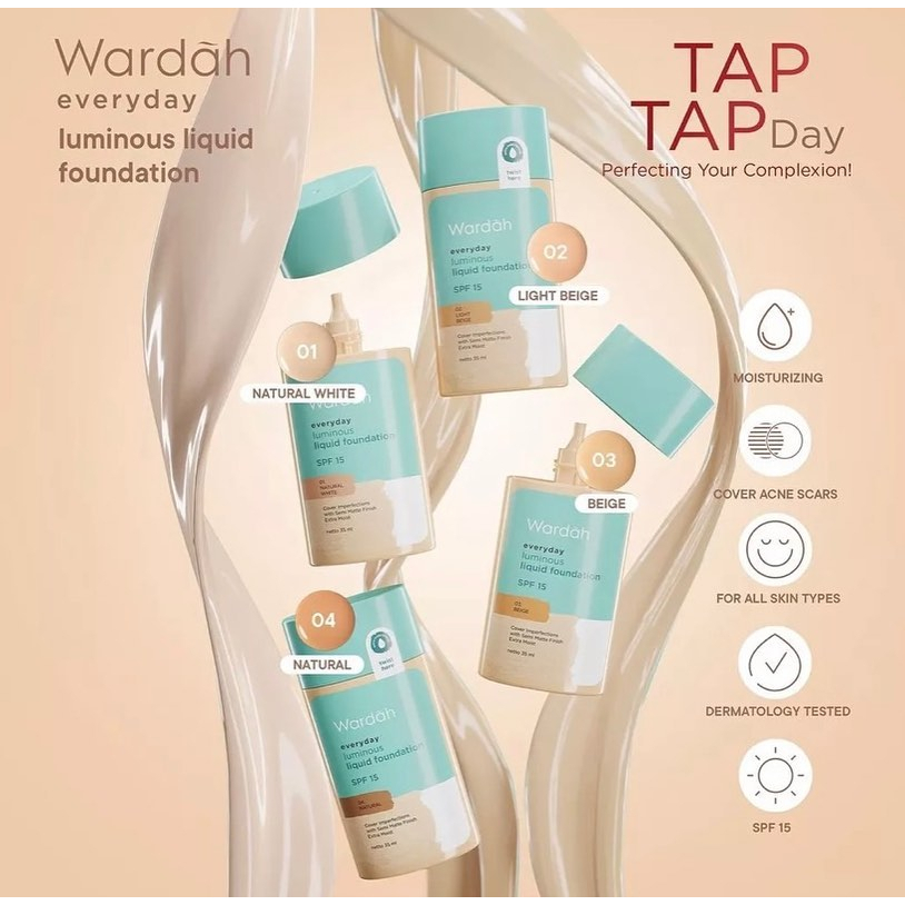 Wardah Everyday Luminous Liquid Foundation - Alas Bedak Cair Matte Natural SPF 15