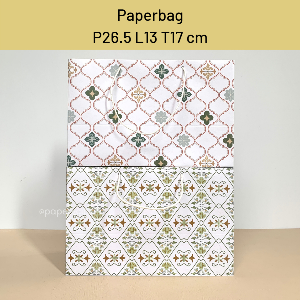 

Paperbag Tas Kertas Kraft Warna Motif Goodie Bag 26.5 x 13 x 17 cm