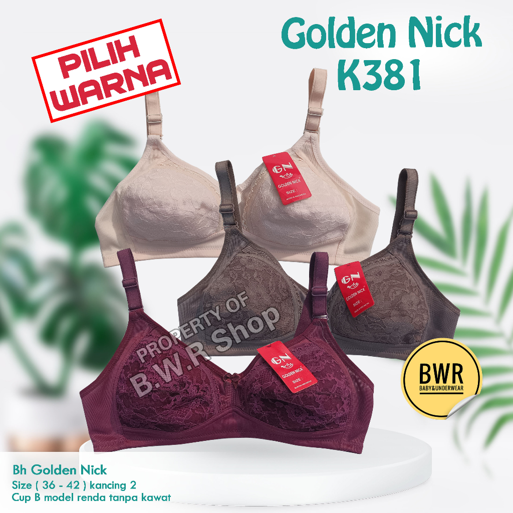 BH Golden Nick K381 BRUKAT  Bra wanita busa tipis kancing 2 - Renda