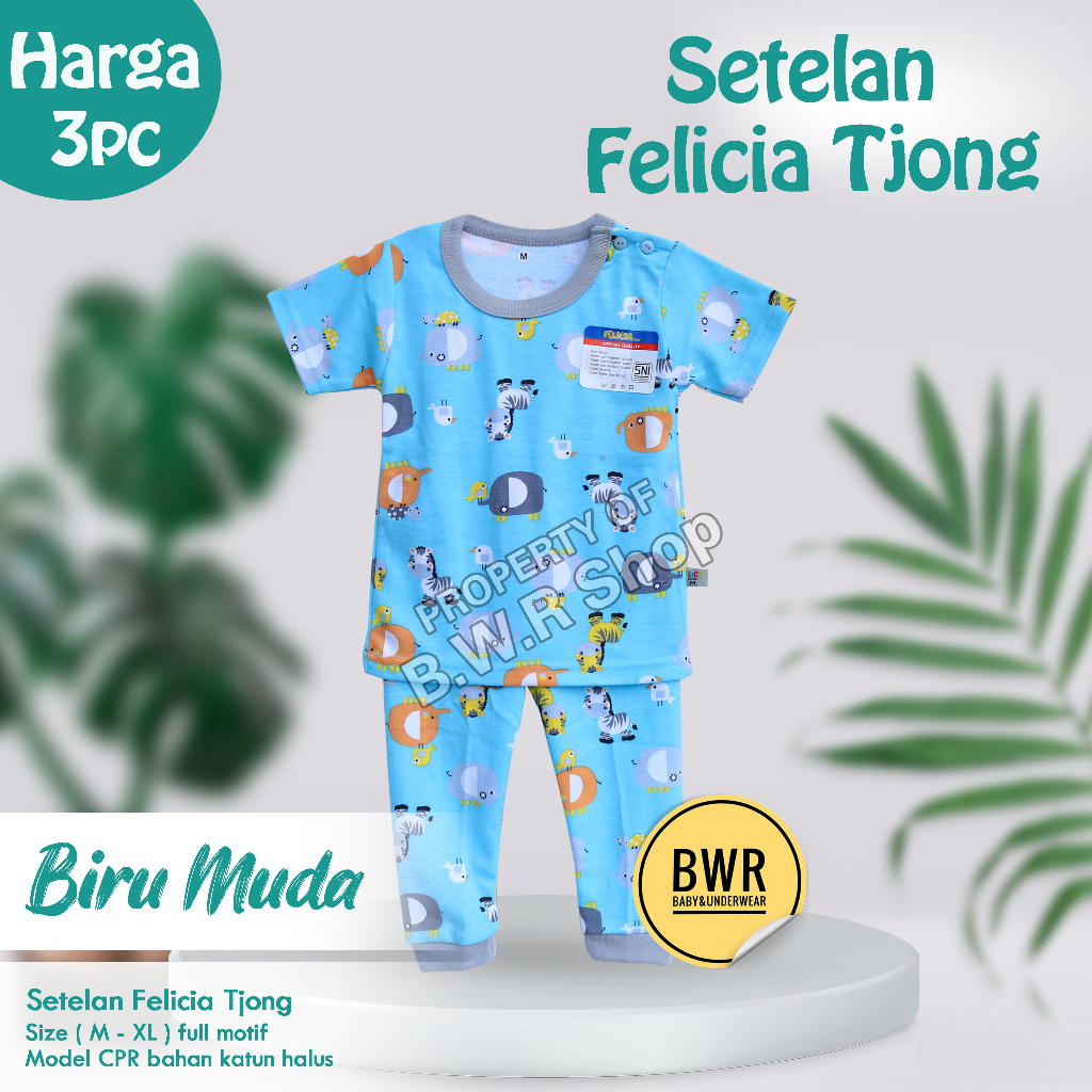 PROMO!!! [ 3 stel ] Setelan anak CPR Felicia Tjong motif Mamalian baju anak usia 6 bln -3 tahun full motif Unisex | Bwr