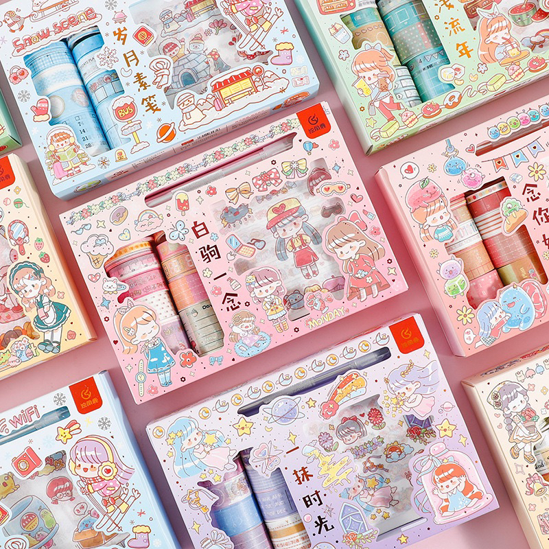 

washi tape dan stiker kartun set