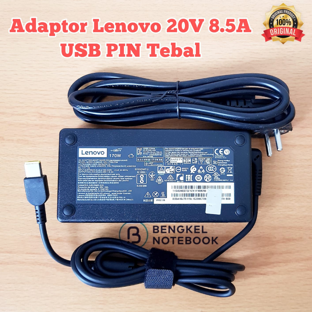 Adaptor Lenovo ADL170NLC3A 20v 8.5a USB PIN Tebal Original
